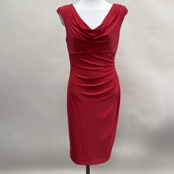 Lauren Ralph Lauren Bodycon Dress Size 10 Pink Cowl Sleeveless - Picture 1 of 9